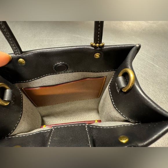 EUC Coach Cashin Mini Tote Crossbody Black Brass - Picture 13 of 14